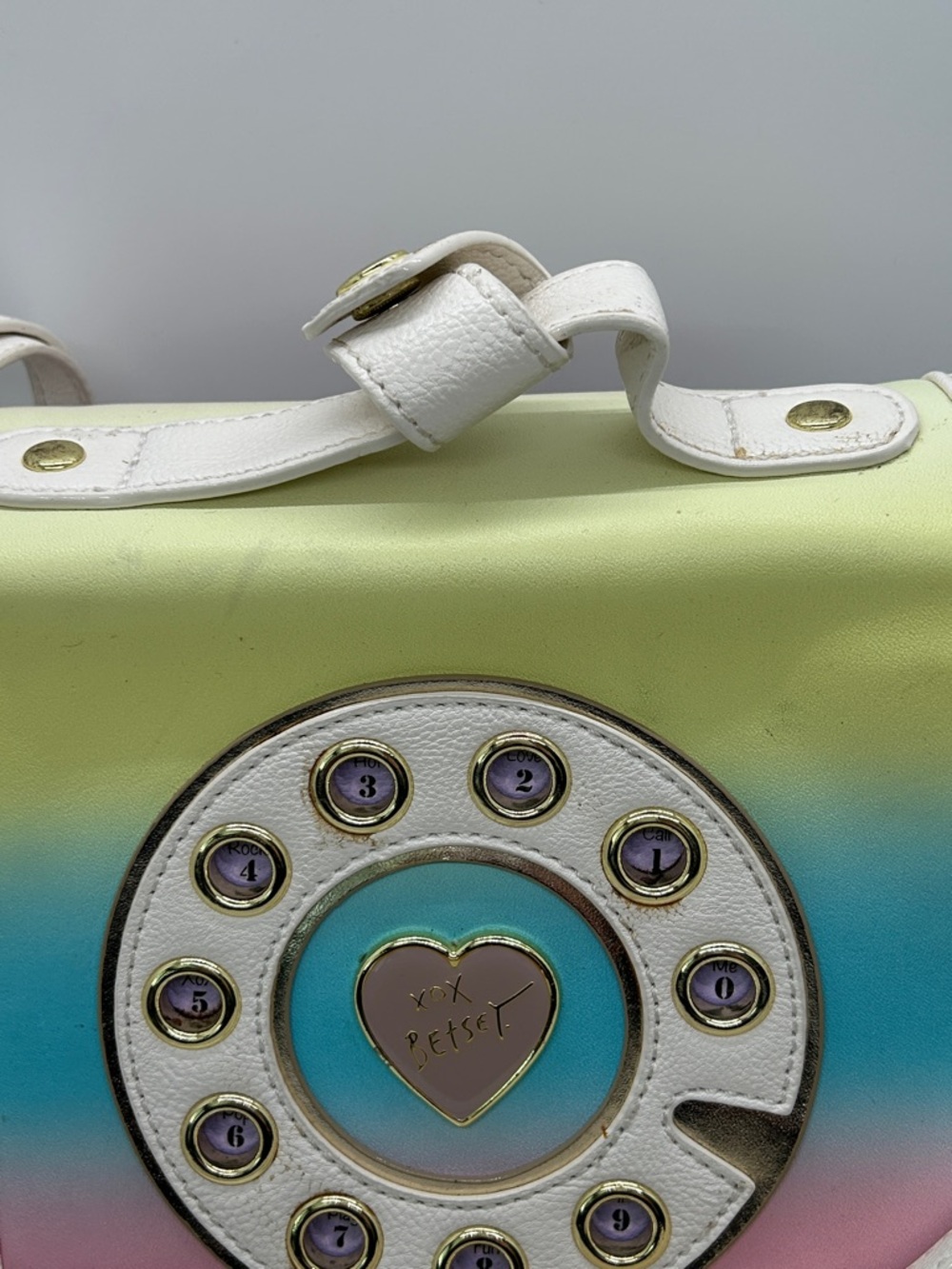 Betsey Johnson Cute Whimsical Pastel  Rotary Dial Leather Crossbody Bag Purse 🌸🌸 - Picture 8 of 12